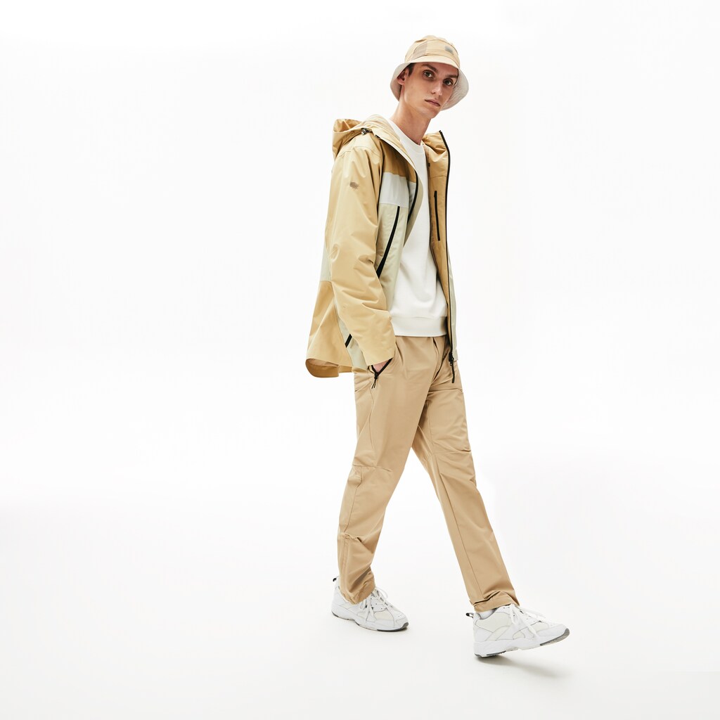 Mens   Motion Lightweight Quilted Short Parka | Lacoste Beige / Grey • Ww1