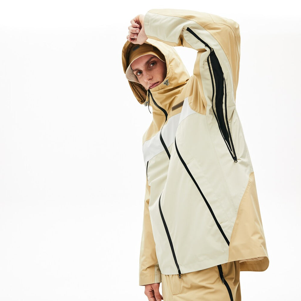 Mens   Motion Lightweight Quilted Short Parka | Lacoste Beige / Grey • Ww1