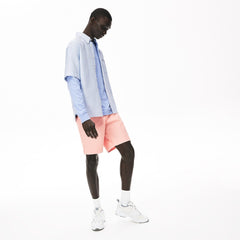 Mens   Short-Sleeved Lightweight Cotton Shirt | Lacoste Light Blue / White • S14