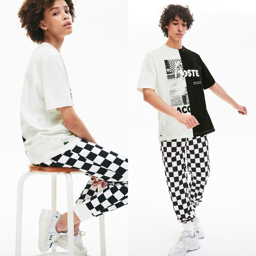 Mens/Womens Unisex LIVE Graphic Print Cotton T-shirt | Lacoste White / Black • 8Lp