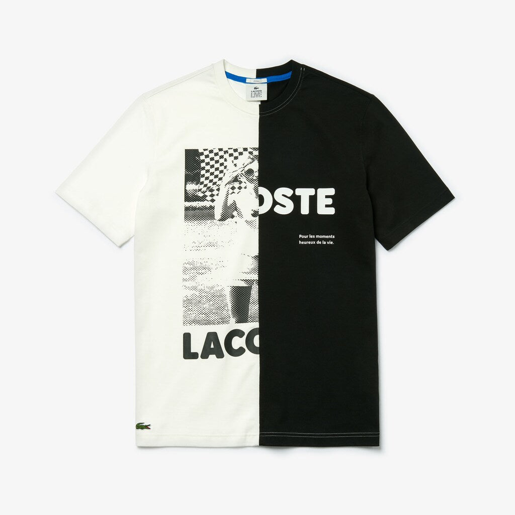 Mens/Womens Unisex LIVE Graphic Print Cotton T-shirt | Lacoste White / Black • 8Lp