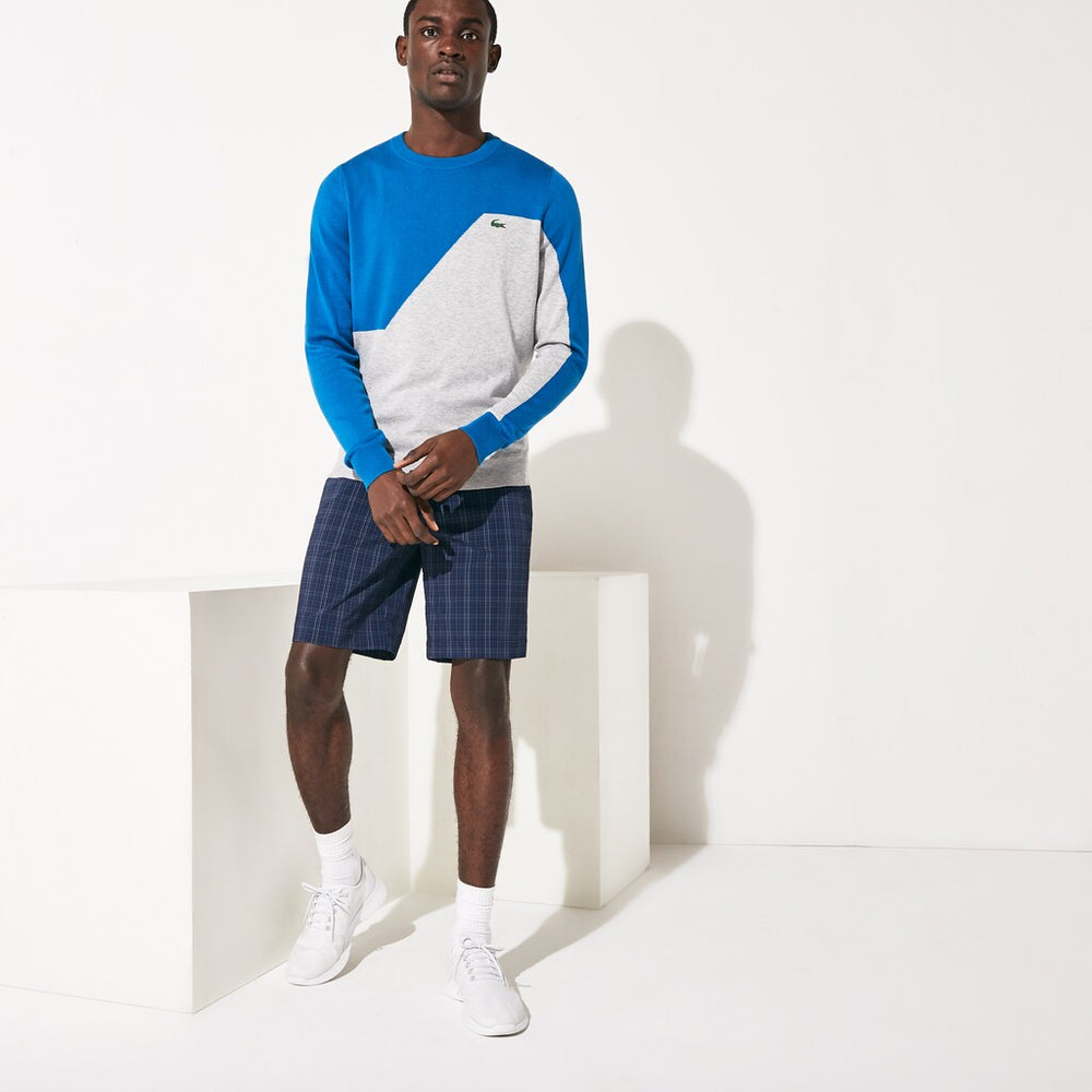 Mens   SPORT Checked Stretch Golf Bermudas | Lacoste Navy Blue / Blue / White / Turquoise • Y0L