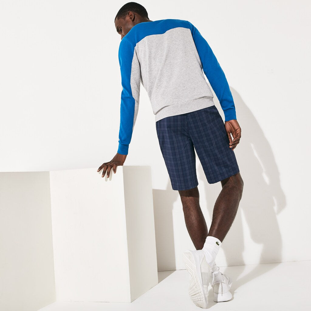 Mens   SPORT Checked Stretch Golf Bermudas | Lacoste Navy Blue / Blue / White / Turquoise • Y0L