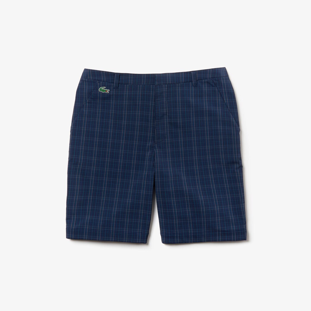 Mens   SPORT Checked Stretch Golf Bermudas | Lacoste Navy Blue / Blue / White / Turquoise • Y0L