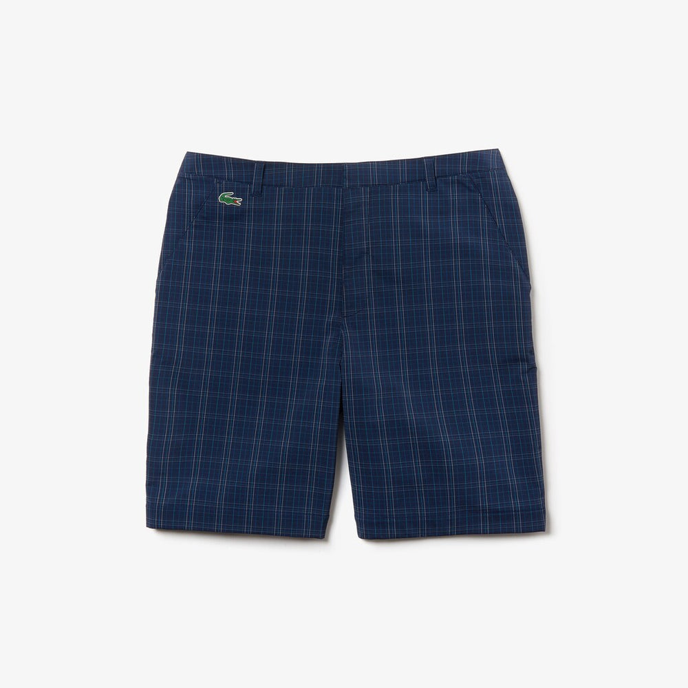 Mens   SPORT Checked Stretch Golf Bermudas | Lacoste Navy Blue / Blue / White / Turquoise • Y0L