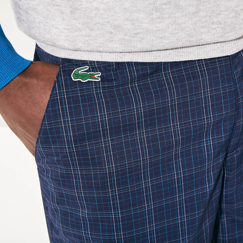 Mens   SPORT Checked Stretch Golf Bermudas | Lacoste Navy Blue / Blue / White / Turquoise • Y0L