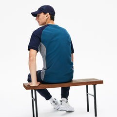 Mens   Motion Regular Fit Colorblock Cotton-Piqué Performance T-shirt | Lacoste Navy Blue / Grey / Navy Blue • She