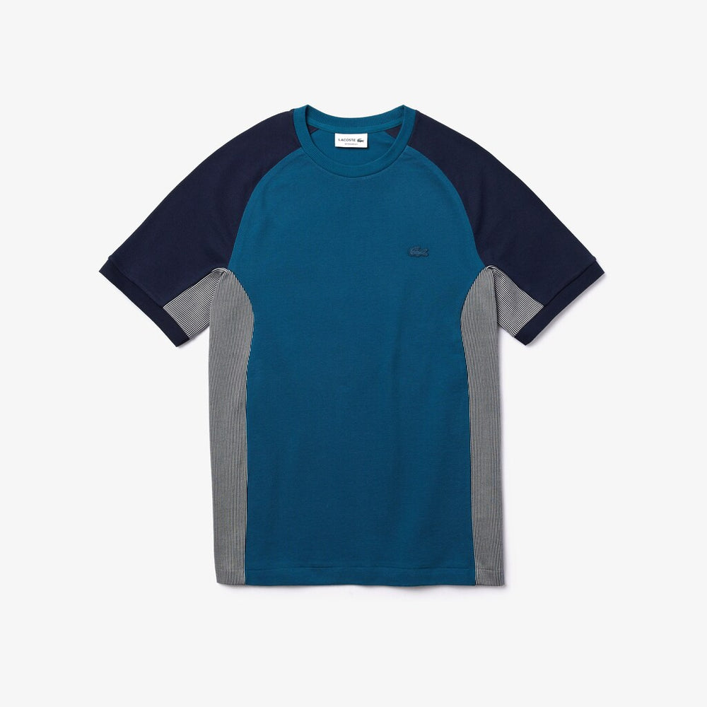 Mens   Motion Regular Fit Colorblock Cotton-Piqué Performance T-shirt | Lacoste Navy Blue / Grey / Navy Blue • She