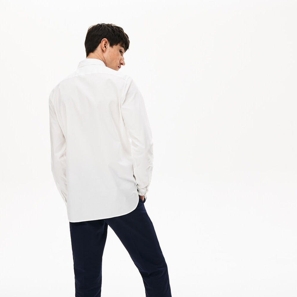 Mens   Soft Cotton Poplin Shirt | Lacoste White • 001