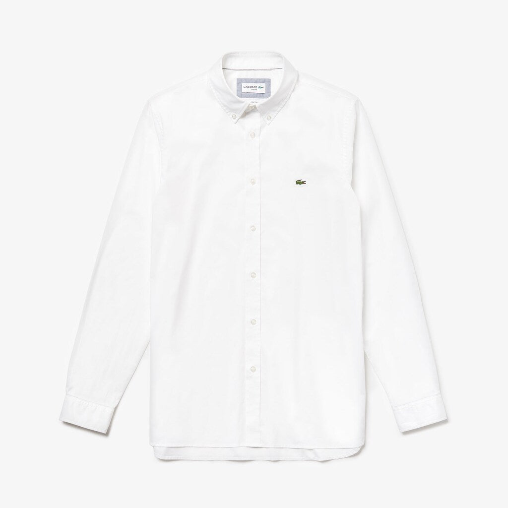 Mens   Soft Cotton Poplin Shirt | Lacoste White • 001