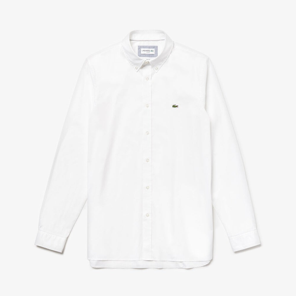 Mens   Soft Cotton Poplin Shirt | Lacoste White • 001