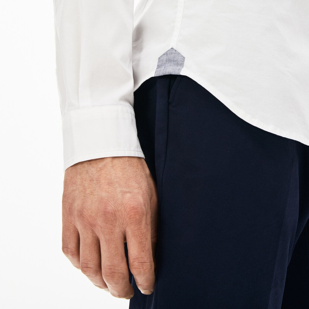 Mens   Soft Cotton Poplin Shirt | Lacoste White • 001