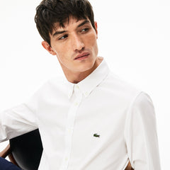 Mens   Soft Cotton Poplin Shirt | Lacoste White • 001