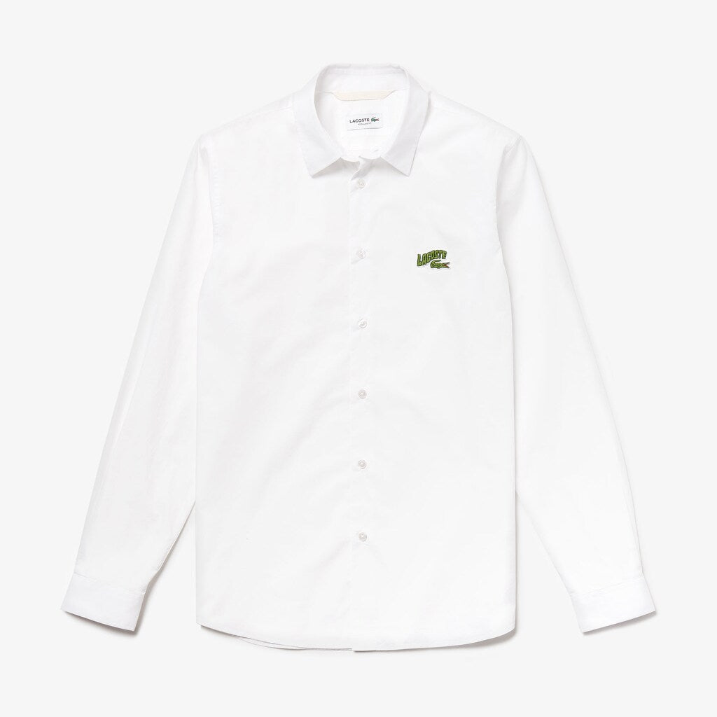 Mens   Regular Fit Badge Logo Shirt | Lacoste White • 001