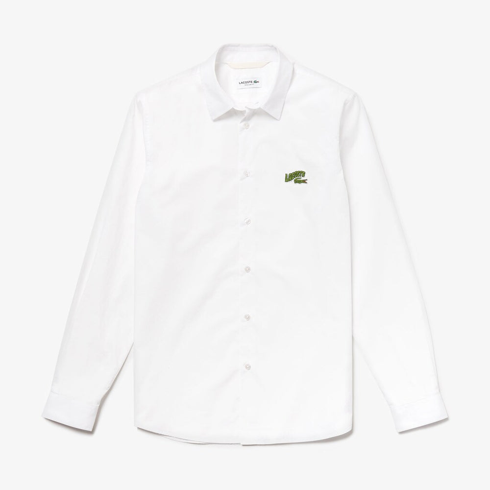 Mens   Regular Fit Badge Logo Shirt | Lacoste White • 001