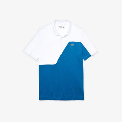 Mens   SPORT Two-Tone Breathable Piqué Golf Polo Shirt | Lacoste Blue / White • P1A