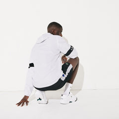 Mens   SPORT Water-Resistant Hooded Zip-Up Jacket | Lacoste White / Black / Blue • Pu8