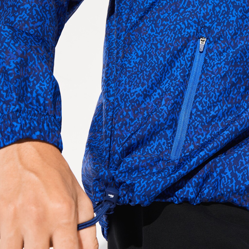 Mens   SPORT Hooded Print Zip Jacket | Lacoste Navy Blue / Blue • Yb1