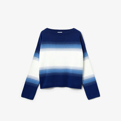 Womens Wo  Made in France Organic Loose Fit Ombré-Stripe Sweater | Lacoste Navy Blue / Blue / White • Rna