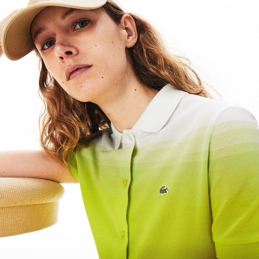 Womens Wo  Made in France Cotton Piqué Polo Dress | Lacoste Flashy Yellow / White • W8G