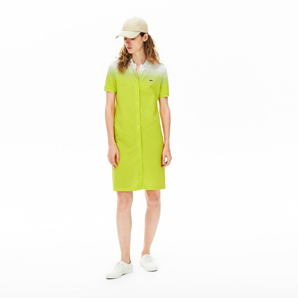 Womens Wo  Made in France Cotton Piqué Polo Dress | Lacoste Flashy Yellow / White • W8G