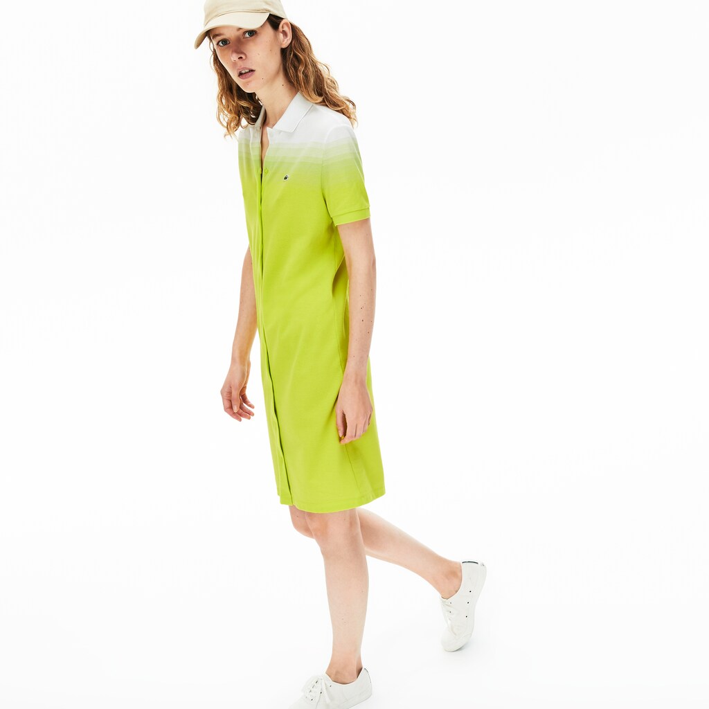 Womens Wo  Made in France Cotton Piqué Polo Dress | Lacoste Flashy Yellow / White • W8G