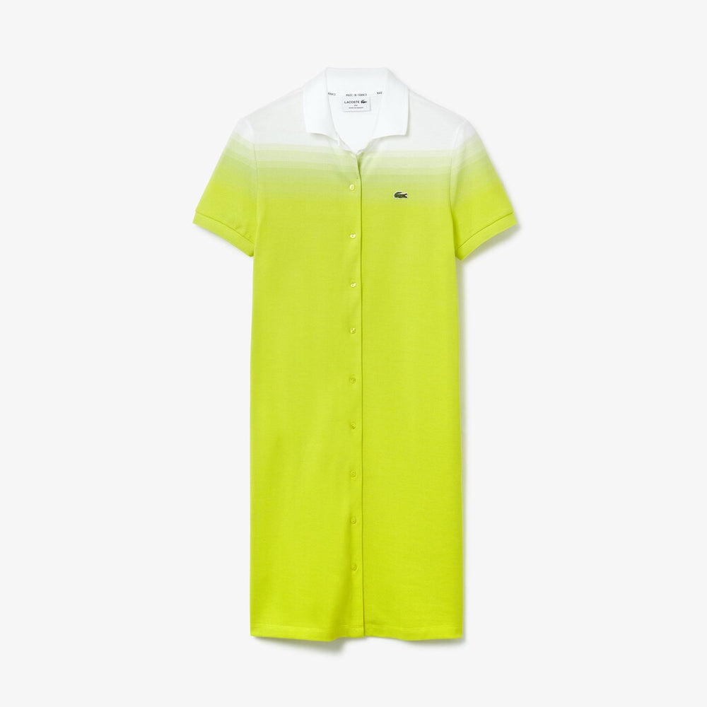 Womens Wo  Made in France Cotton Piqué Polo Dress | Lacoste Flashy Yellow / White • W8G