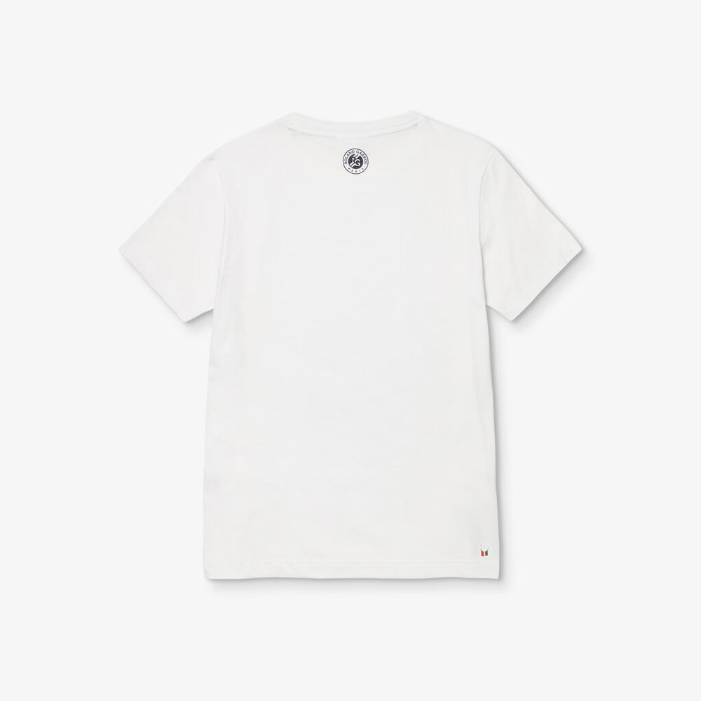 Mens   SPORT Roland Garros Plant Print T-shirt | Lacoste White / Green / Navy Blue • Dg9