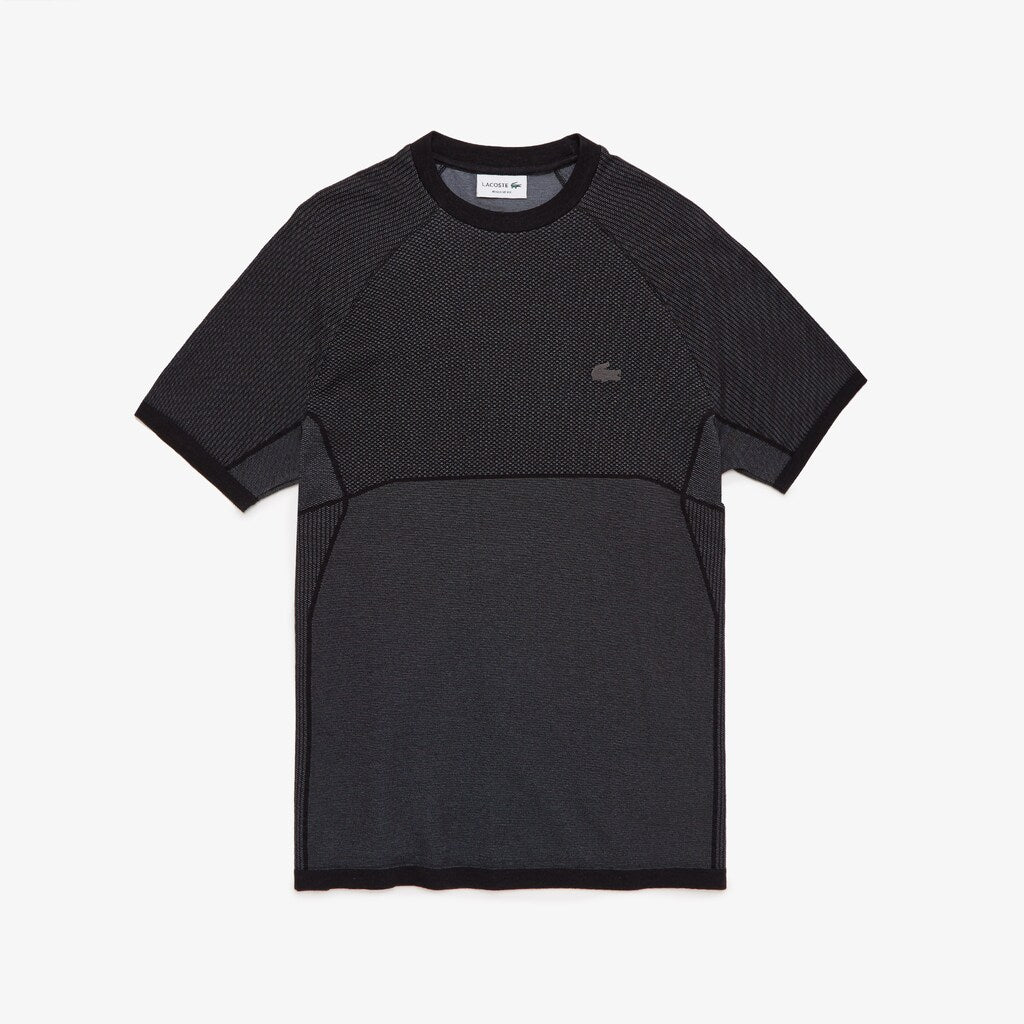 Mens   MOTION Regular Fit Jacquard T-shirt | Lacoste Black / Grey • Pl5