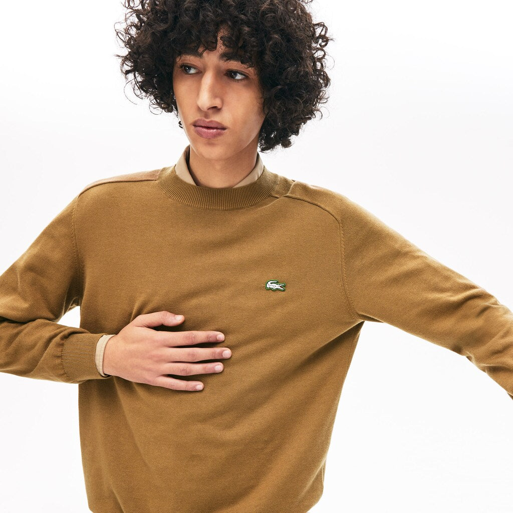 Mens   LIVE Cotton Crewneck Sweater | Lacoste Brown • Z0W