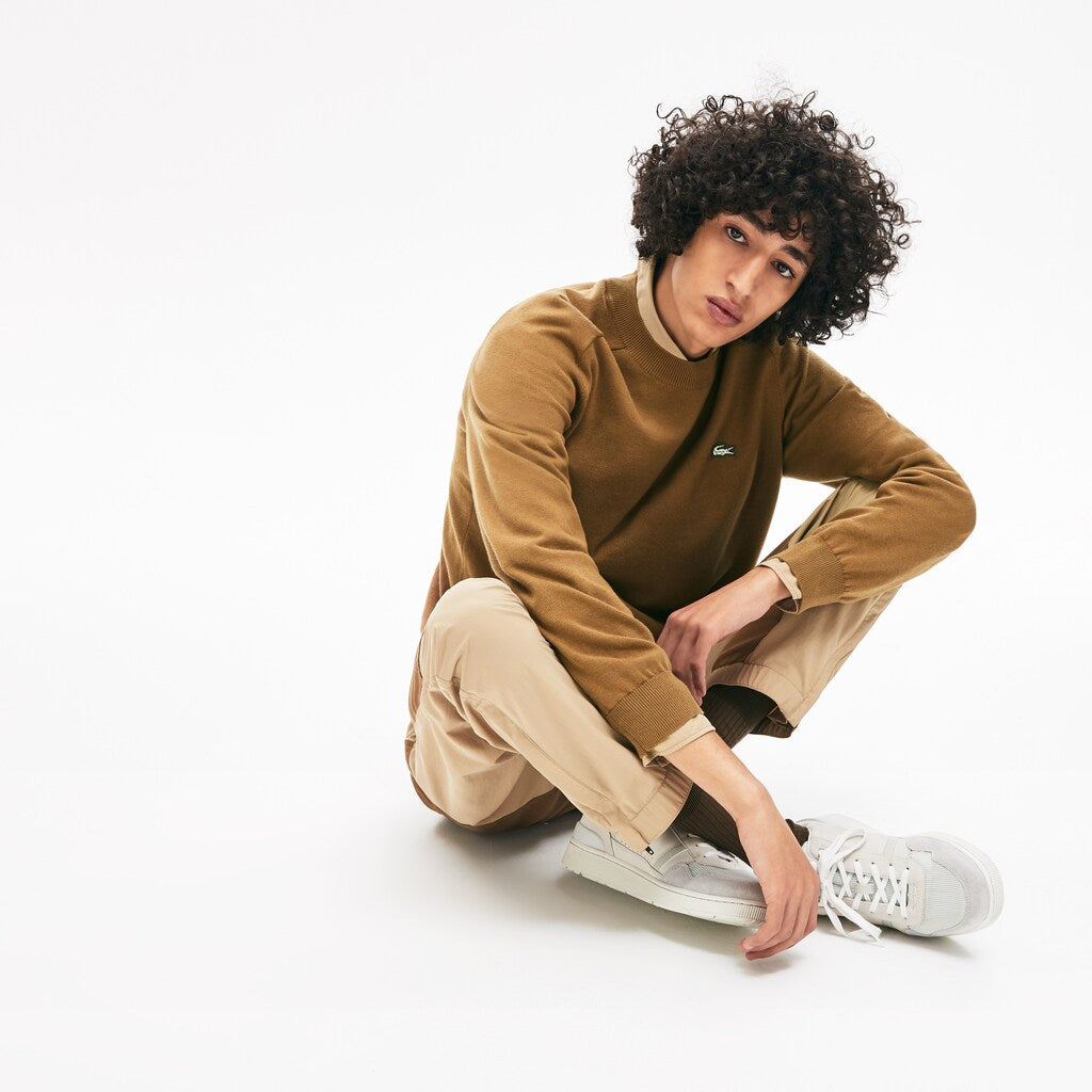 Mens   LIVE Cotton Crewneck Sweater | Lacoste Brown • Z0W