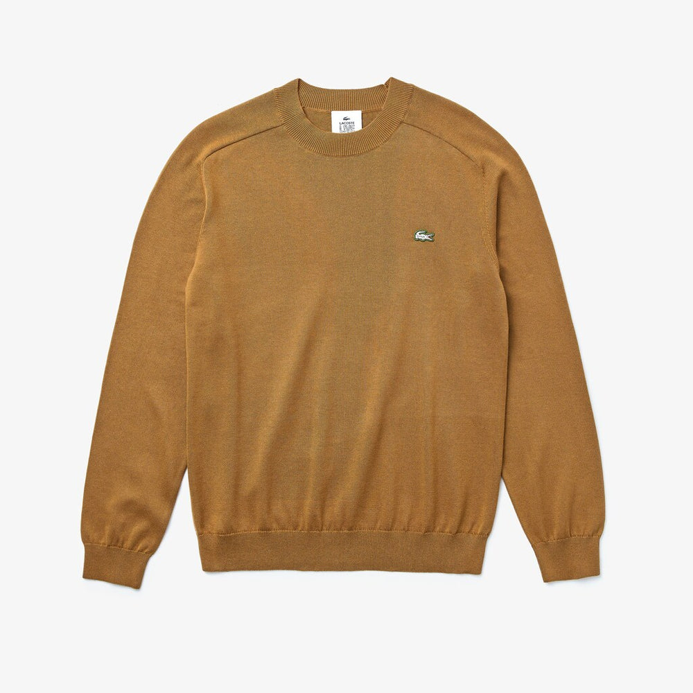 Mens   LIVE Cotton Crewneck Sweater | Lacoste Brown • Z0W