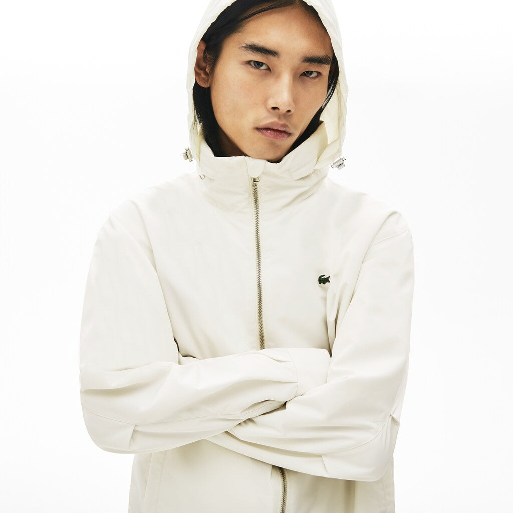 Mens   Lightweight Water-Resistant Zip Windbreaker | Lacoste White • 70V