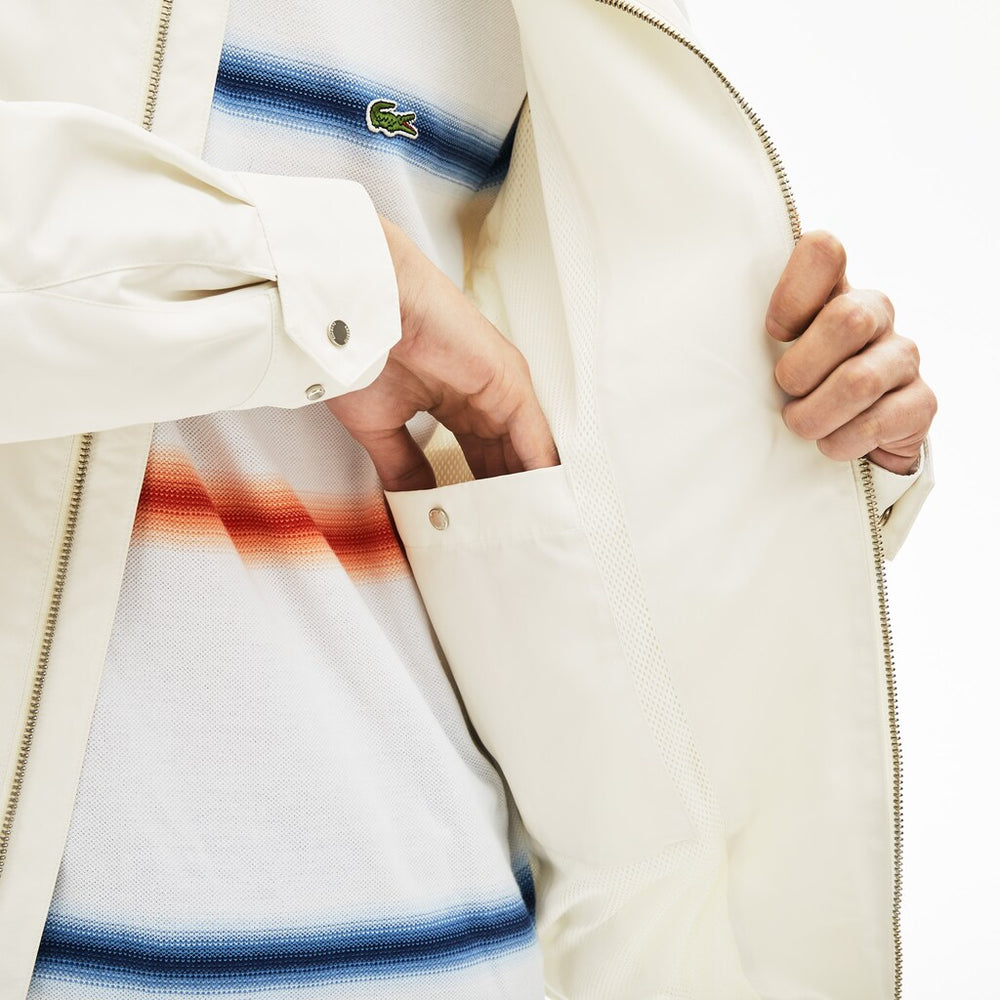Mens   Lightweight Water-Resistant Zip Windbreaker | Lacoste White • 70V