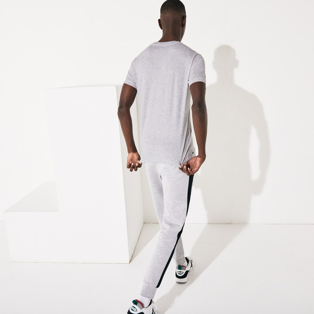 Mens   SPORT Ultra Dry Crew Neck Cotton T-shirt | Lacoste Grey Chine / Black • Y5J