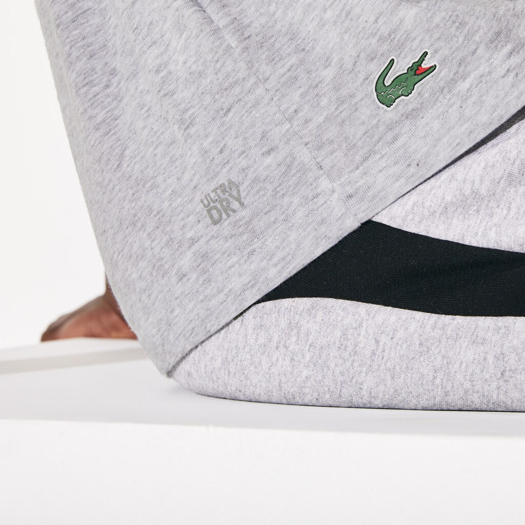 Mens   SPORT Ultra Dry Crew Neck Cotton T-shirt | Lacoste Grey Chine / Black • Y5J
