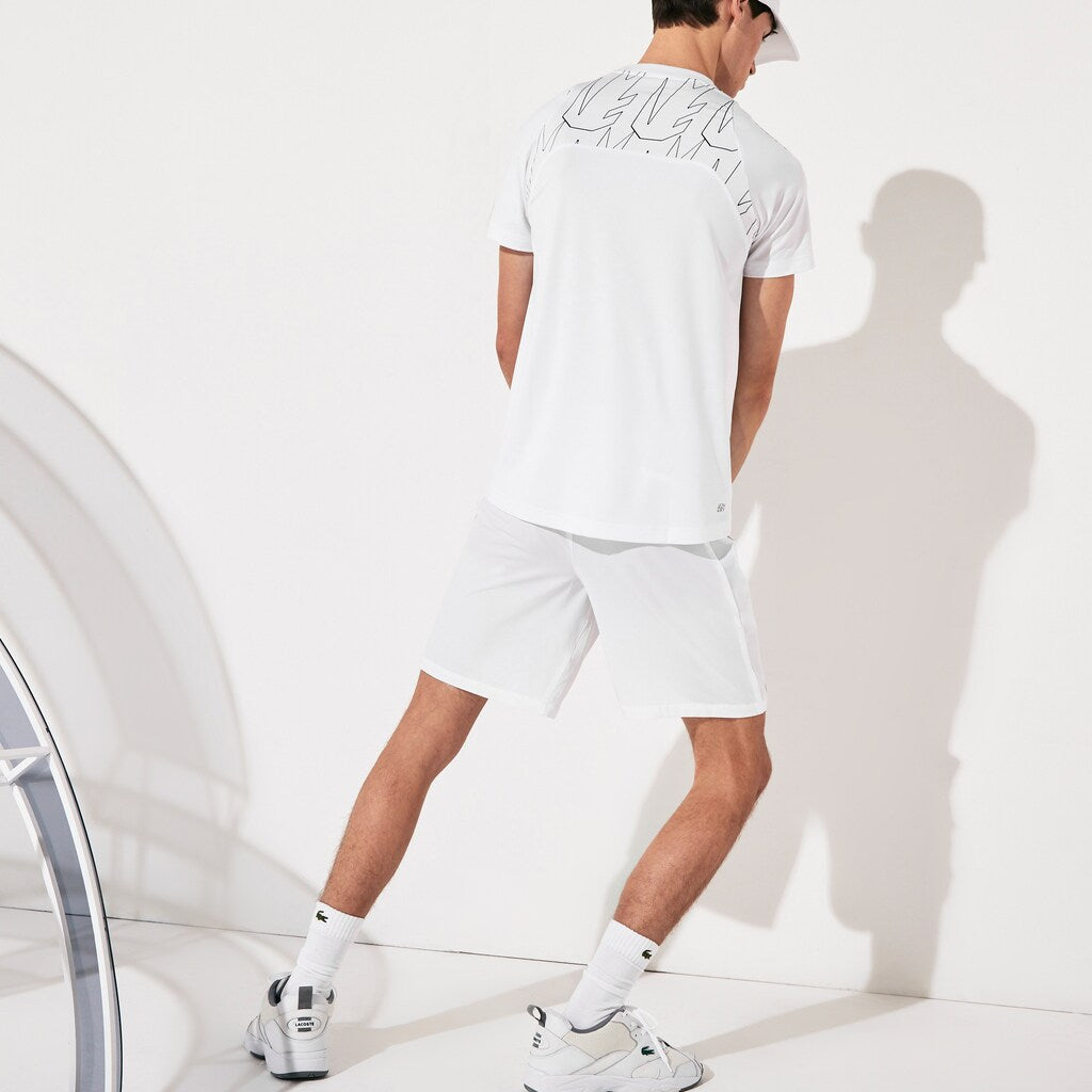 Mens   SPORT x Novak Djokovic Breathable Ultra-Light T-Shirt | Lacoste White / Navy Blue • 522