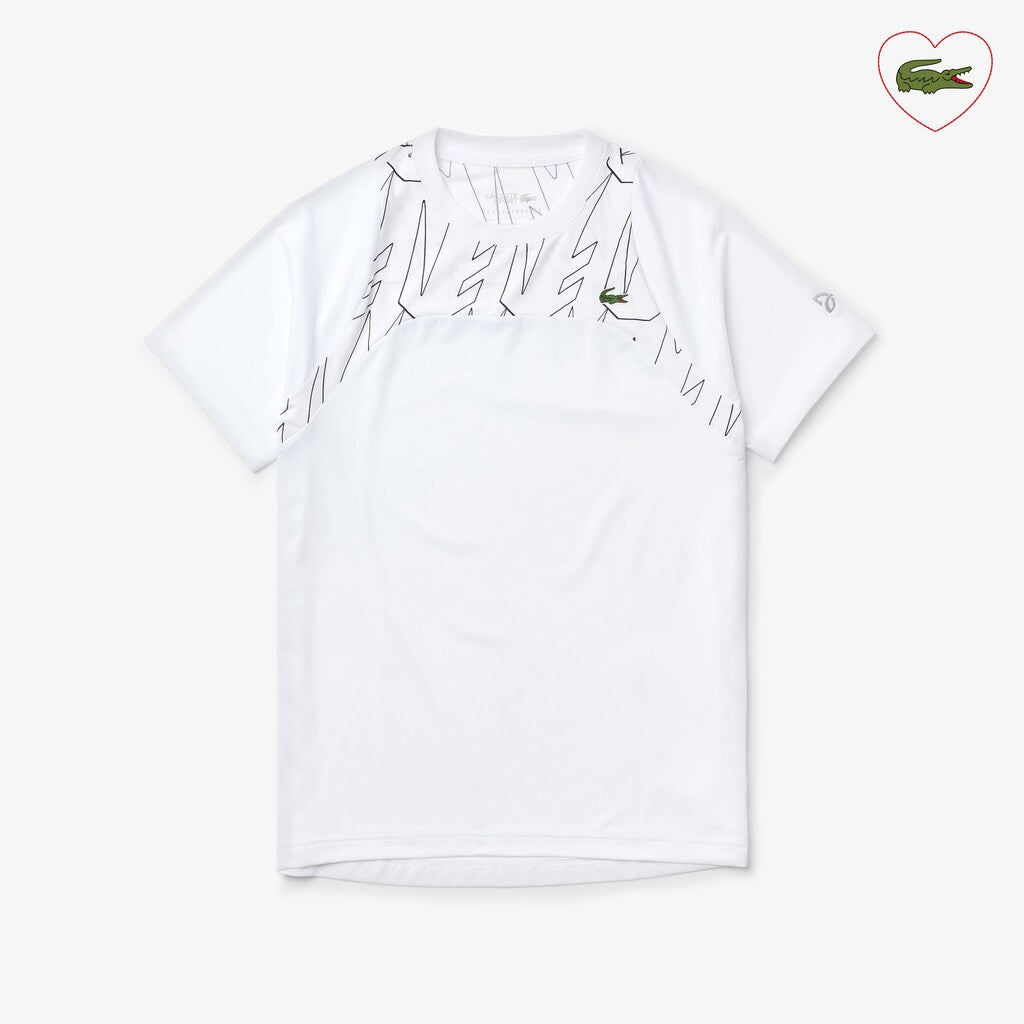 Mens   SPORT x Novak Djokovic Breathable Ultra-Light T-Shirt | Lacoste White / Navy Blue • 522