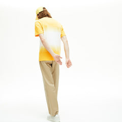 Mens   Made in France Cotton Piqué Cotton Crew Neck T-shirt | Lacoste Yellow / White • Rx7
