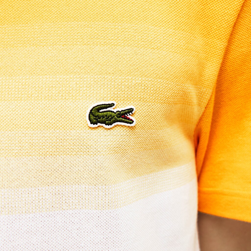 Mens   Made in France Cotton Piqué Cotton Crew Neck T-shirt | Lacoste Yellow / White • Rx7