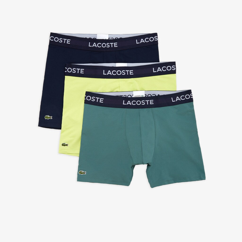 Mens Pack of 3 Micro Motion Boxers | Lacoste Navy Blue / Green / Flashy Yellow • Ws2