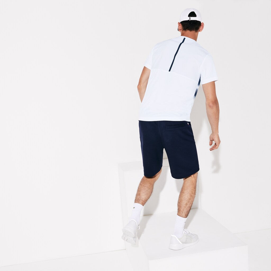 Mens   SPORT Roland Garros Breathable Ombré T-Shirt | Lacoste White / Navy Blue • Aj0