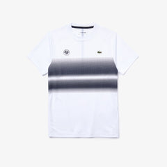 Mens   SPORT Roland Garros Breathable Ombré T-Shirt | Lacoste White / Navy Blue • Aj0