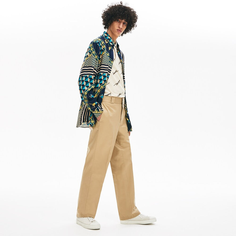 Mens   LIVE Pleated Cotton Chinos | Lacoste Beige • 02S