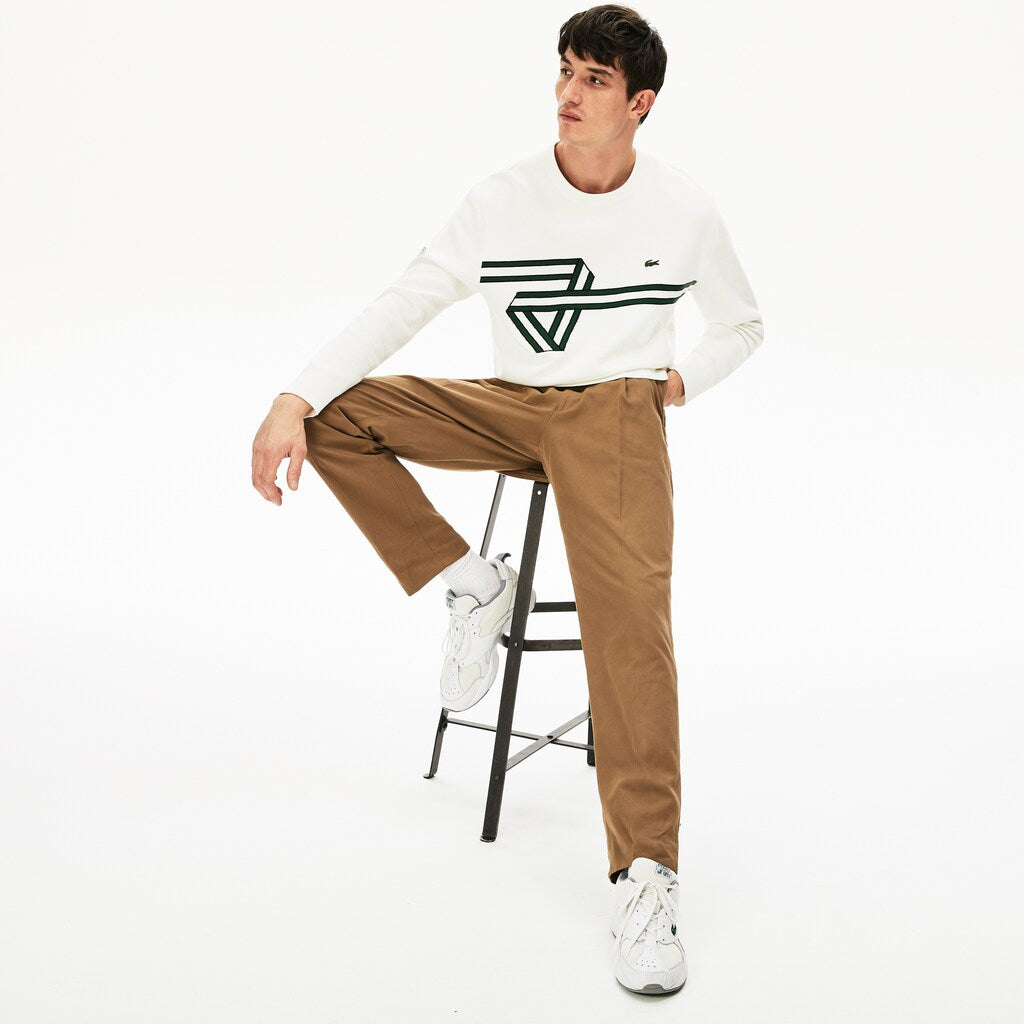 Mens   Pleated Cotton-Linen Chinos | Lacoste Brown • Z0W