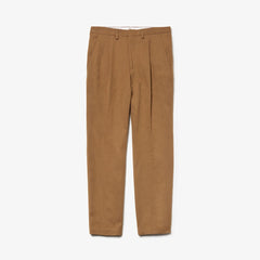 Mens   Pleated Cotton-Linen Chinos | Lacoste Brown • Z0W