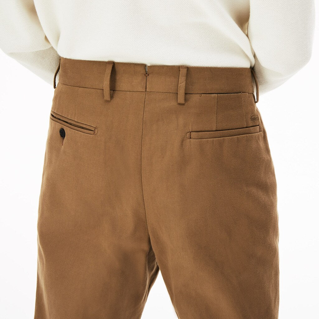 Mens   Pleated Cotton-Linen Chinos | Lacoste Brown • Z0W