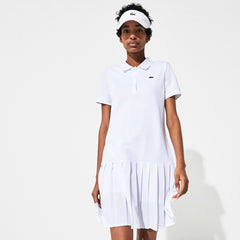 Womens Wo  SPORT Roland Garros Pleated Polo Dress | Lacoste White / Green / Navy Blue • Dg9