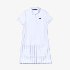 Womens Wo  SPORT Roland Garros Pleated Polo Dress | Lacoste White / Green / Navy Blue • Dg9