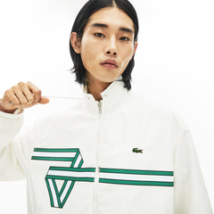 Mens   Print Band Zip Heritage Tracksuit Jacket | Lacoste White • 70V